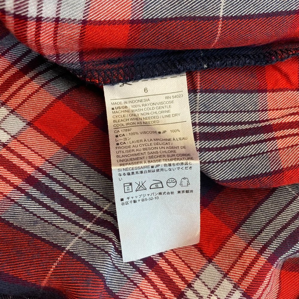 Banana Republic Plaid Long Sleeve Shirt Dress Red/Blue - Picture 7 of 11